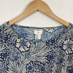 H&M x William Morris & Co 8 Floral Print Tunic Shift Dress Blue Tie Sleeves